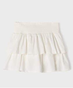 Jupe short à volants et taille à smocks fille